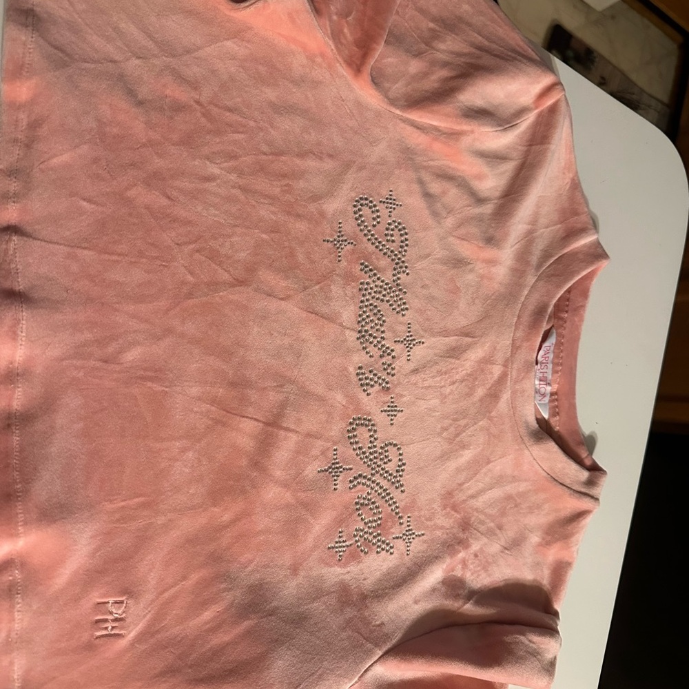 Paris Hilton Pink Kids Tee with Glitter Script